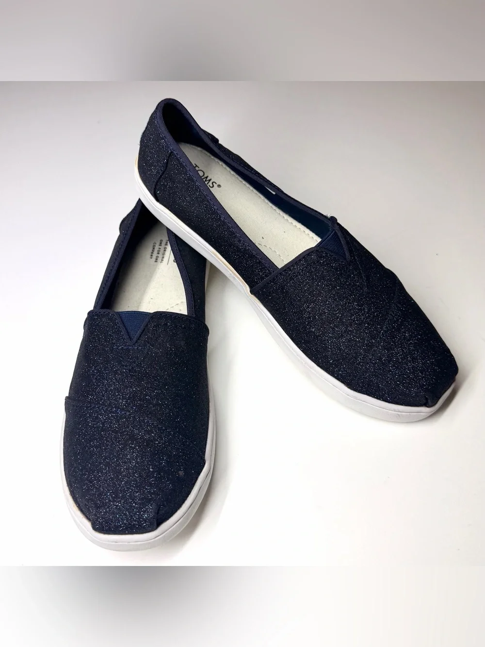Toms Youth Alpargata Midnight Sparkle Glitter Size-  6Y